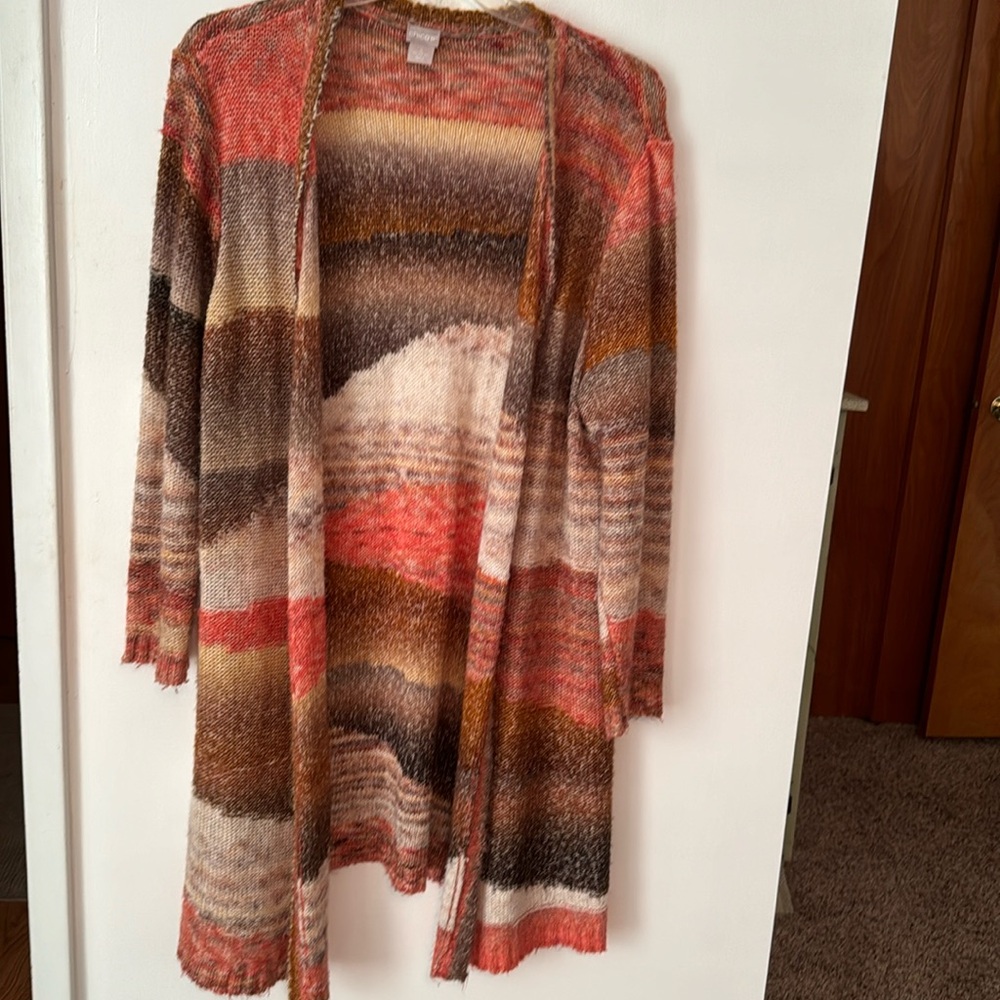 Chicos size 4 sweater in orange and tan tones. Pretty